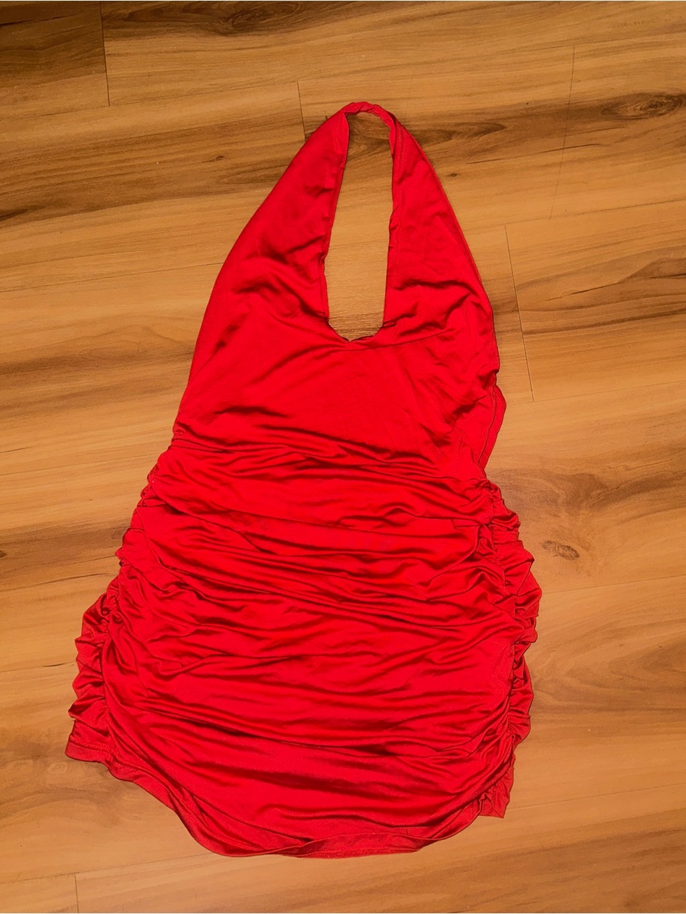 Ruched red dress